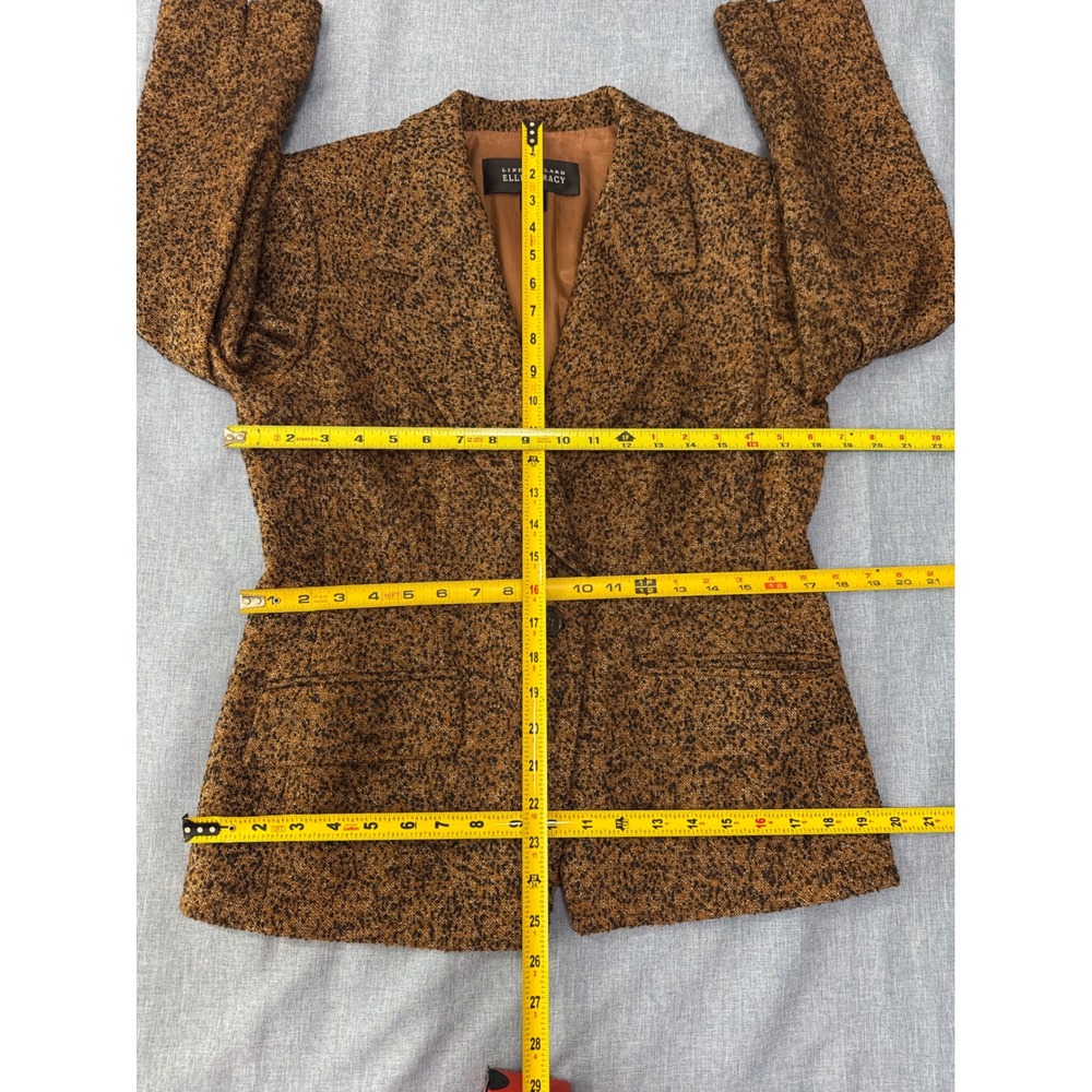 Linda Allard Ellen Tracy Wool Blend Tweed Blazer Brown Black Boucle Jacket Sz 8 - Picture 6 of 6